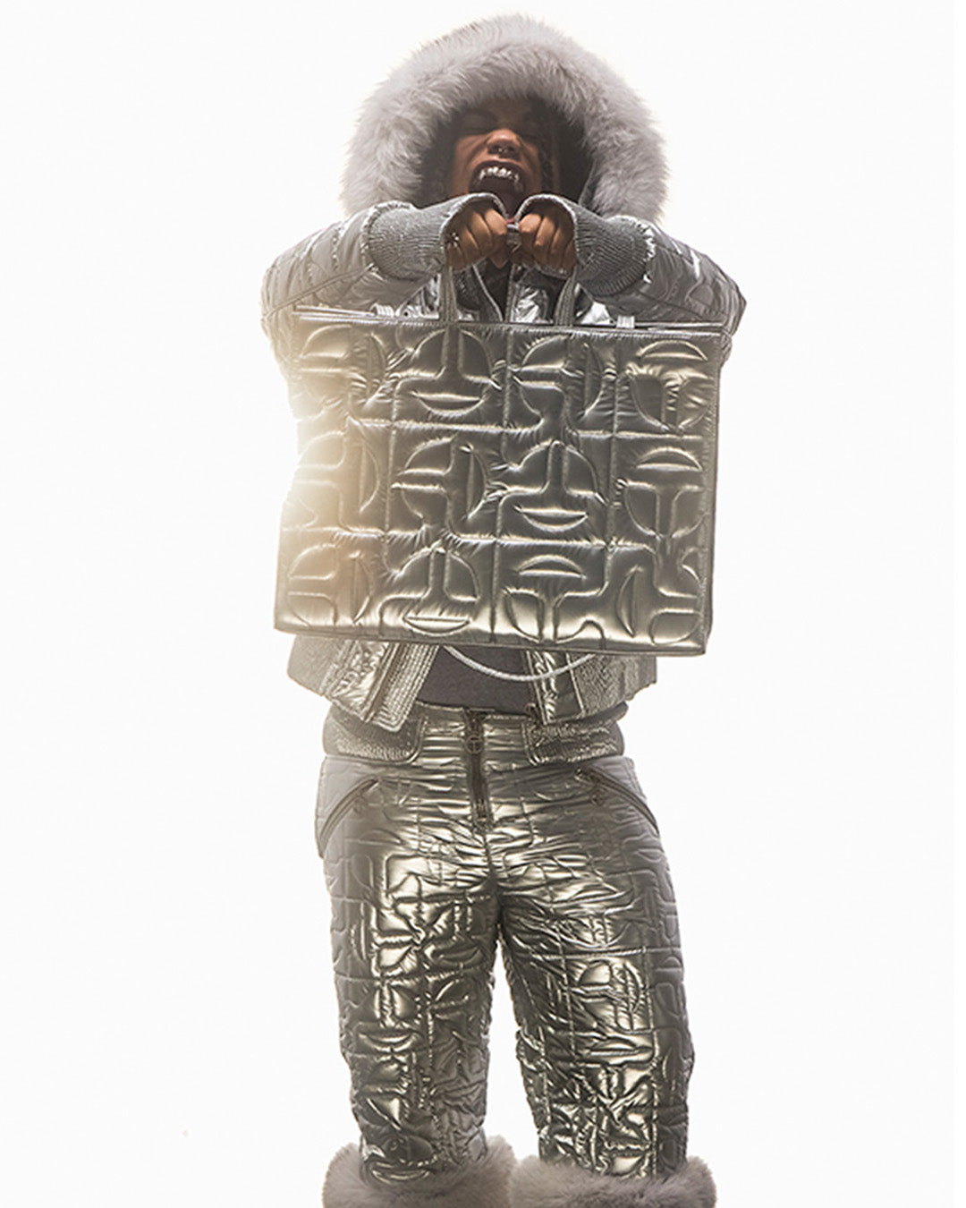 Moose Knuckles x Telfar Quilted Bomber - Silver/Fox